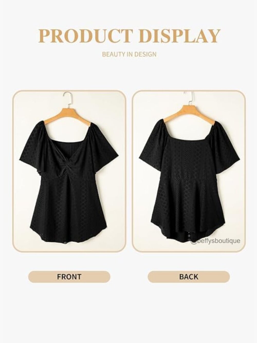 Plus Size V Neck Twist Front Eyelet Embroidery Blouse Short Sleeve - Picture 3 of 7